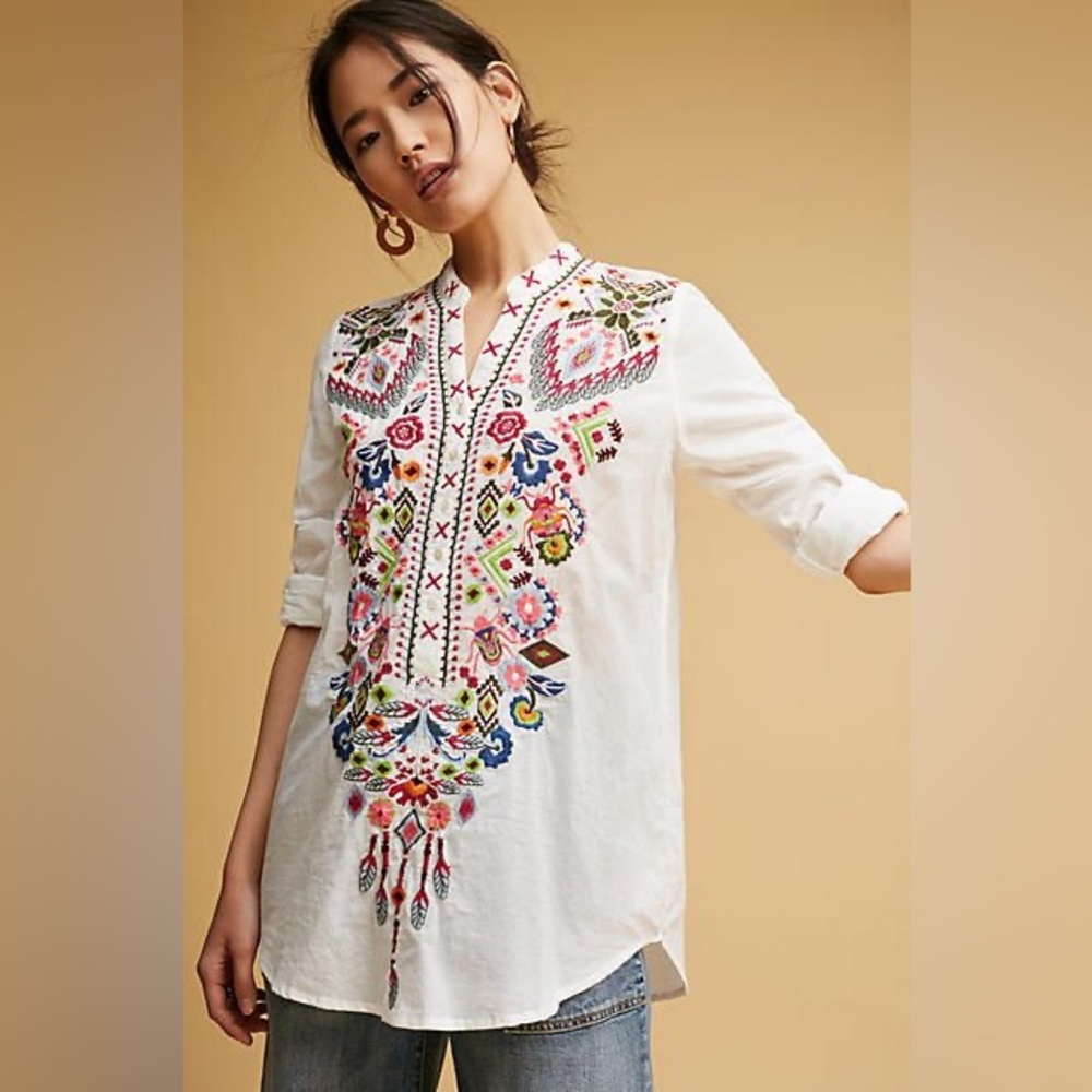 Anthropologie Isato Vanna Embroidered Tunic